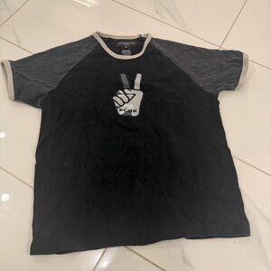 French Connection FCUK Black and Gray Graphic T-Shirt